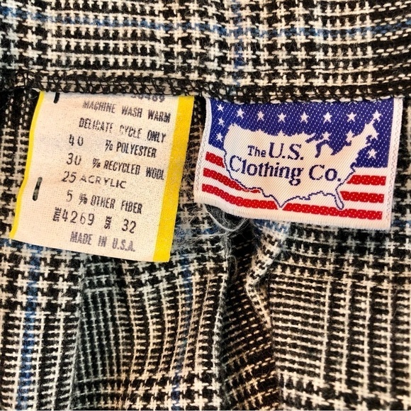 VINTAGE the U.S. Clothing Co plaid midi skirt full pleated black white plaid 32 - Picture 5 of 6